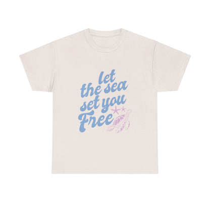 Let the sea set you free summer beach Unisex Heavy Cotton Tee