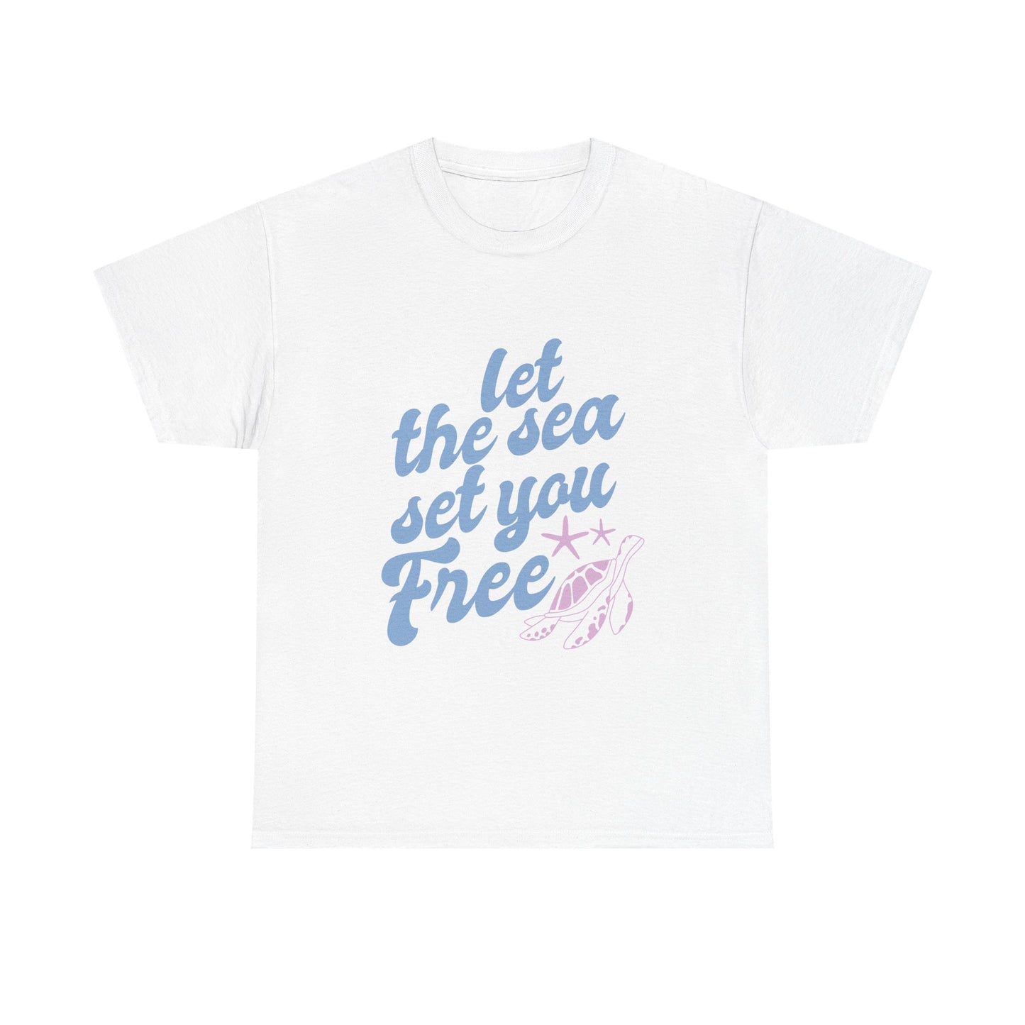 Let the sea set you free summer beach Unisex Heavy Cotton Tee
