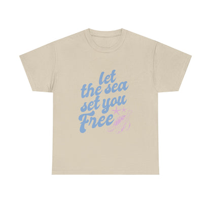 Let the sea set you free summer beach Unisex Heavy Cotton Tee
