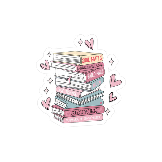 Romantic Book Lover Kiss-Cut Vinyl Decals, Cute Book Stickers, Soul Mates Decor, Gift for Readers, Love Theme Decals