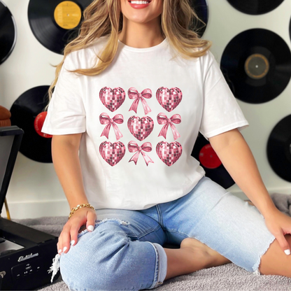 Disco Heart Unisex Heavy Cotton Tee - Perfect for Valentine's Day, Party Wear, Gifts, Casual Style, or Special Occasions