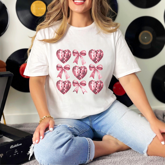 Disco Heart Unisex Heavy Cotton Tee - Perfect for Valentine's Day, Party Wear, Gifts, Casual Style, or Special Occasions