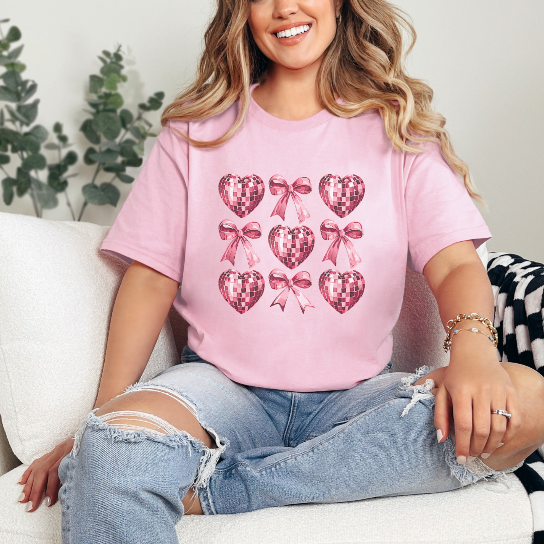 Disco Heart Unisex Heavy Cotton Tee - Perfect for Valentine's Day, Party Wear, Gifts, Casual Style, or Special Occasions
