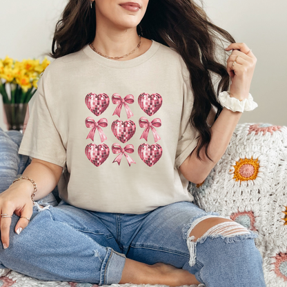Disco Heart Unisex Heavy Cotton Tee - Perfect for Valentine's Day, Party Wear, Gifts, Casual Style, or Special Occasions