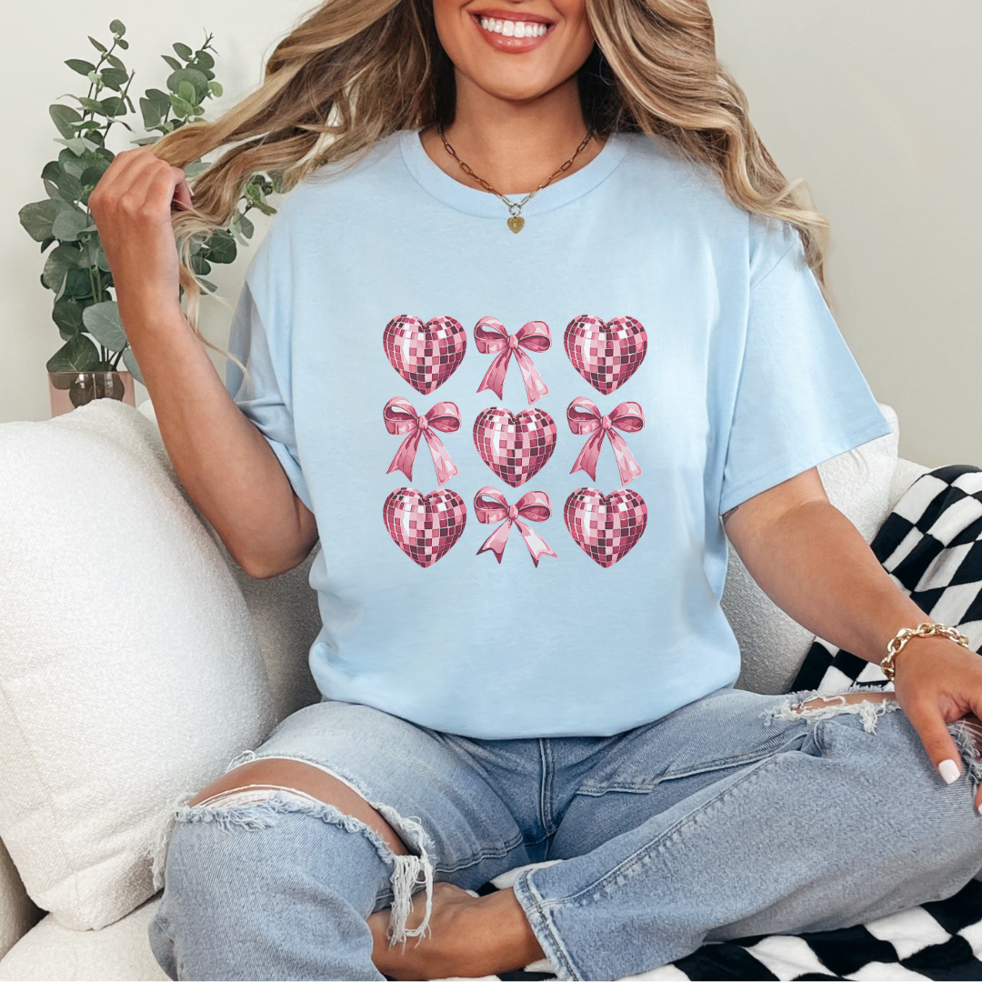 Disco Heart Unisex Heavy Cotton Tee - Perfect for Valentine's Day, Party Wear, Gifts, Casual Style, or Special Occasions