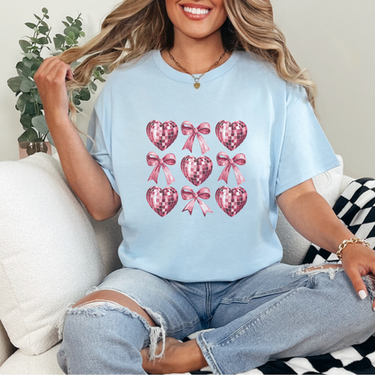 Disco Heart Unisex Heavy Cotton Tee - Perfect for Valentine's Day, Party Wear, Gifts, Casual Style, or Special Occasions
