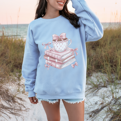 Cozy Book Lover's Crewneck Sweatshirt, Perfect for Readers, Gifts for Bookworms, Cozy Library Apparel, Ideal for Book Clubs, Birthday Gifts