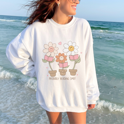 Smut Flower Crewneck Sweatshirt, Book Lover Gift, Reading Sweater, Cozy Jumper, Floral Design