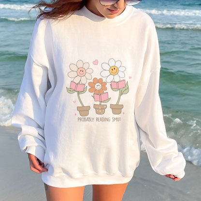 Smut Flower Crewneck Sweatshirt, Book Lover Gift, Reading Sweater, Cozy Jumper, Floral Design