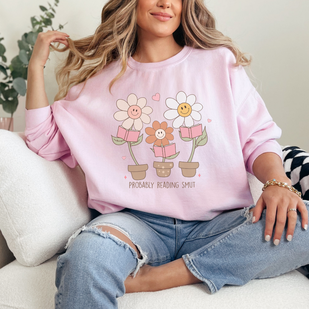Smut Flower Crewneck Sweatshirt, Book Lover Gift, Reading Sweater, Cozy Jumper, Floral Design