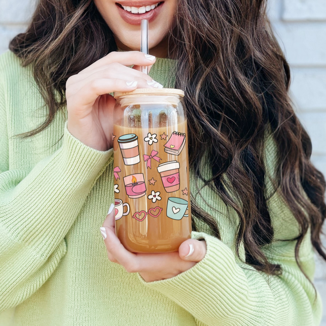 Colorful Sipper Glass | Fun Drinkware for Home & Gifts, Cute Eco-Friendly Cup, Travel Mug, Party Beverage Container, Summer Essential