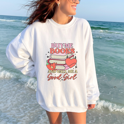 Buy Me Books Crewneck Sweatshirt, Cozy Gift for Book Lovers, Reading Sweatshirt, Literary Apparel, Cute Bookish Gift
