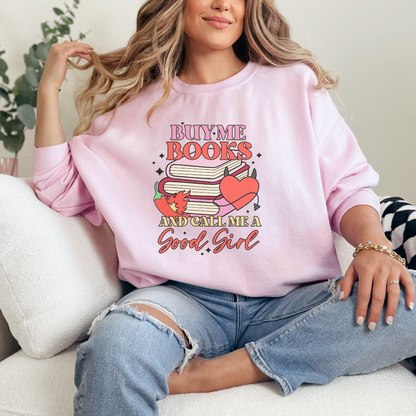Buy Me Books Crewneck Sweatshirt, Cozy Gift for Book Lovers, Reading Sweatshirt, Literary Apparel, Cute Bookish Gift