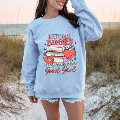 Buy Me Books Crewneck Sweatshirt, Cozy Gift for Book Lovers, Reading Sweatshirt, Literary Apparel, Cute Bookish Gift