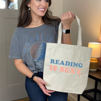 reading is sexy book lovers Cotton Canvas Tote Bag
