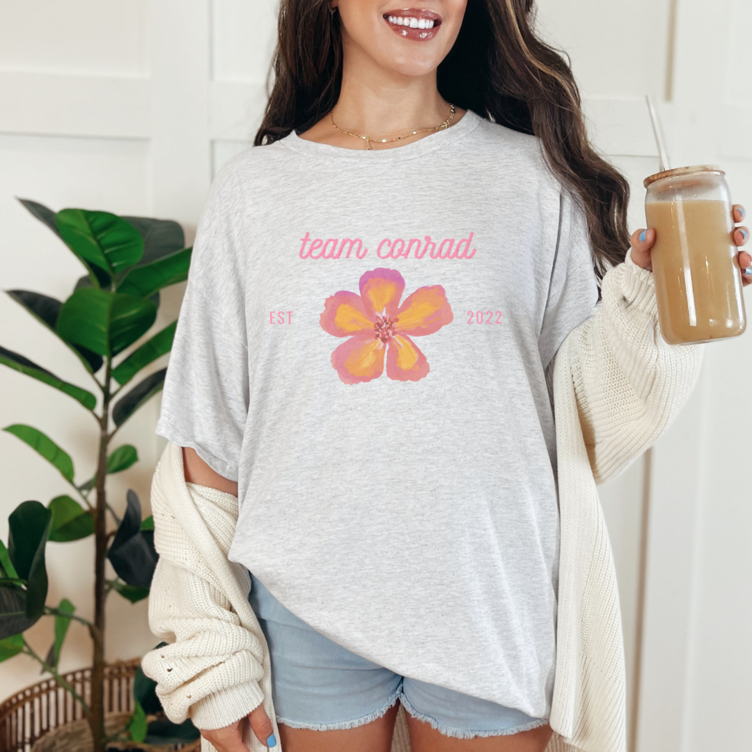 Team Conrad Floral Unisex Heavy Cotton Tee, Casual Wear, Gift for Her, Summer Shirt, Nature Lover's Tee, Comfortable Shirt