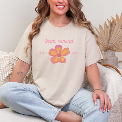 Team Conrad Floral Unisex Heavy Cotton Tee, Casual Wear, Gift for Her, Summer Shirt, Nature Lover's Tee, Comfortable Shirt