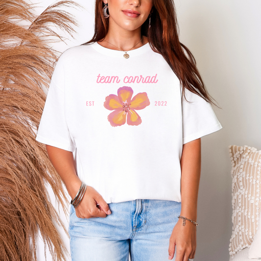 Team Conrad Floral Unisex Heavy Cotton Tee, Casual Wear, Gift for Her, Summer Shirt, Nature Lover's Tee, Comfortable Shirt
