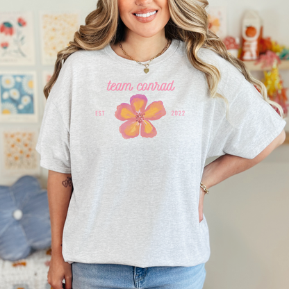 Team Conrad Floral Unisex Heavy Cotton Tee, Casual Wear, Gift for Her, Summer Shirt, Nature Lover's Tee, Comfortable Shirt