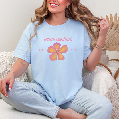 Team Conrad Floral Unisex Heavy Cotton Tee, Casual Wear, Gift for Her, Summer Shirt, Nature Lover's Tee, Comfortable Shirt