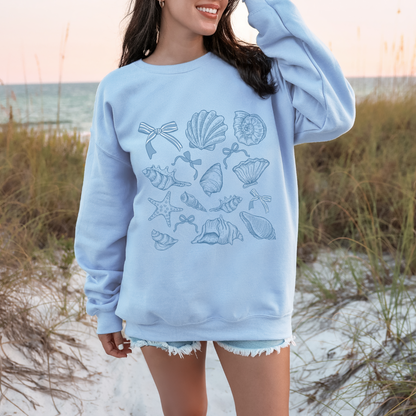 Coastal Shells Sweatshirt, Beach Vibes, Casual Wear, Gift for Ocean Lovers, Summer Outfit, Nautical Decor