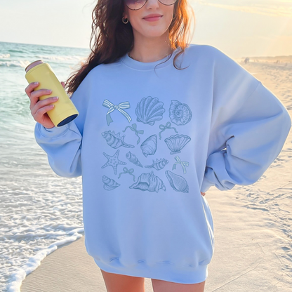 Coastal Shells Sweatshirt, Beach Vibes, Casual Wear, Gift for Ocean Lovers, Summer Outfit, Nautical Decor