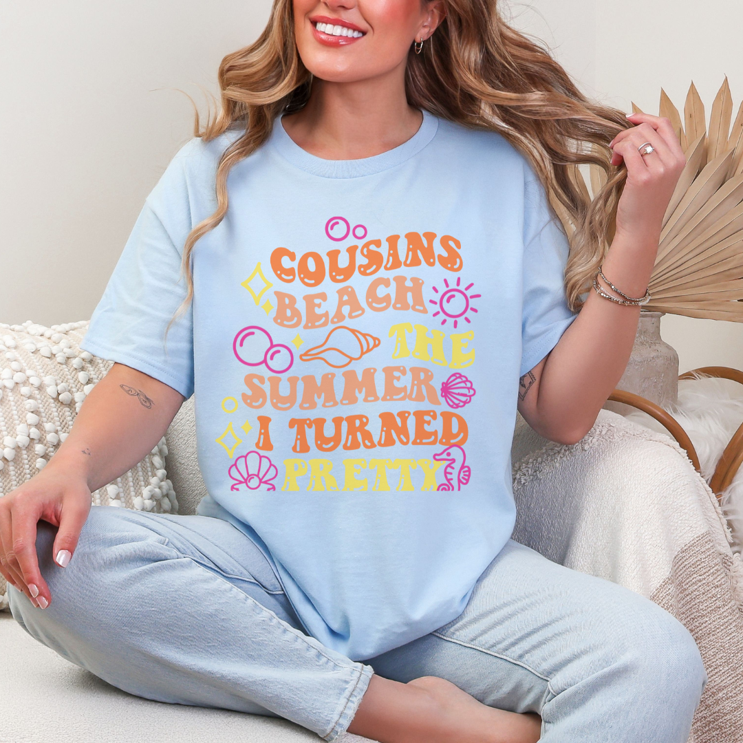 Unisex Heavy Cotton Tee - Cousins Beach Summer Tee, Beachwear, Casual Summer Shirt, Gift for Beach Lovers, Vacation Shirt