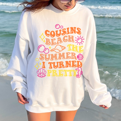 Summer Vibes Crewneck Sweatshirt - Cozy Beachwear, Cousins Reunion Gift, Casual Summer Style, Perfect for Bonfires, Great for Vacations