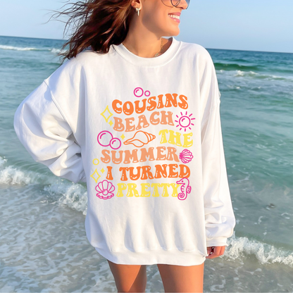 Summer Vibes Crewneck Sweatshirt - Cozy Beachwear, Cousins Reunion Gift, Casual Summer Style, Perfect for Bonfires, Great for Vacations