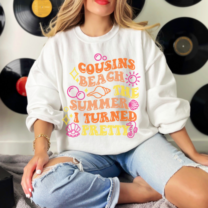 Summer Vibes Crewneck Sweatshirt - Cozy Beachwear, Cousins Reunion Gift, Casual Summer Style, Perfect for Bonfires, Great for Vacations