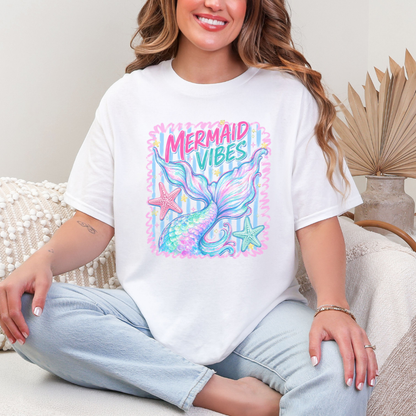 Mermaid Vibes Tee — Pastel Mermaid Tail Graphic T‑Shirt