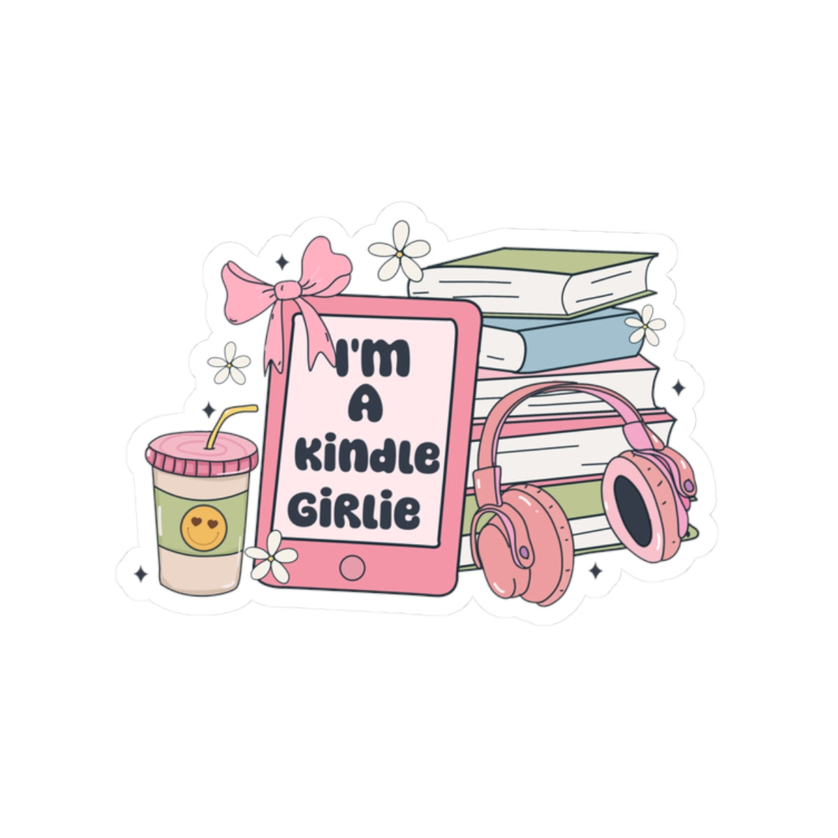 Kindle Girlie Stickers - Perfect for Book Lovers, Laptop Decor, Study Vibes, Gift Ideas for Readers, Cute Aesthetic Decals